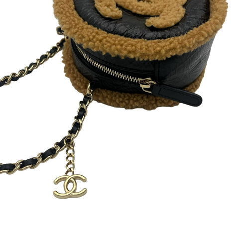 【中古】 CHANEL シャネル BOAR CHAIN SHOULDERBAG ボアチェーンショルダー ショルダーバッグ 28番台(2019年) ブラック/ブラウン ボア/レザー 中古 USED バッグ