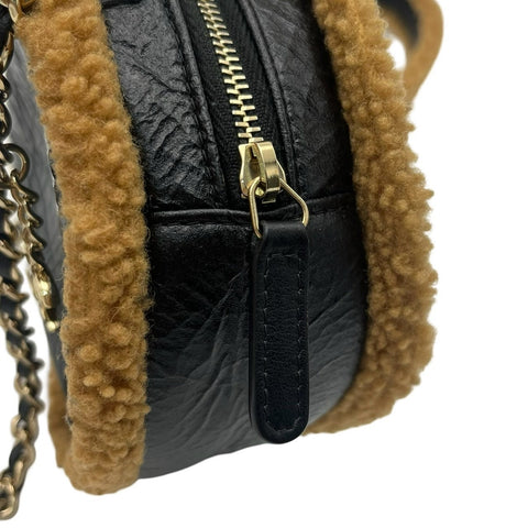 【中古】 CHANEL シャネル BOAR CHAIN SHOULDERBAG ボアチェーンショルダー ショルダーバッグ 28番台(2019年) ブラック/ブラウン ボア/レザー 中古 USED バッグ