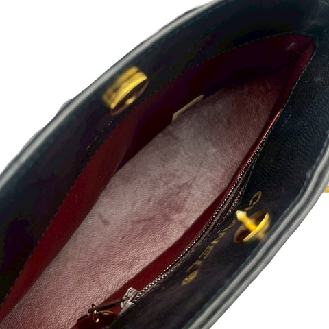 【中古】 CHANEL シャネル VINTAGE CHAINSHOULDERBAG ヴィンテージショルダーバッグ マトラッセ 2WAY 1番台(1990年) ブラック ラムスキン 中古 USED