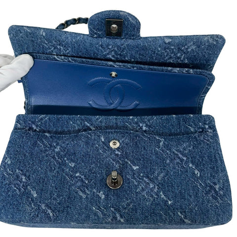 【中古】 CHANEL シャネル WFLAP SHOULDERBAG Wフラップ ショルダーバッグ 28番台(2019年) ブルー DENIM 中古 ダブルフラップ バッグ
