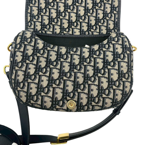 【中古】 Christian Dior クリスチャン ディオール BOBBY MEDIUM ボビー ショルダーバッグ 2020年 ネイビー キャンバス/レザー 中古 USED バッグ