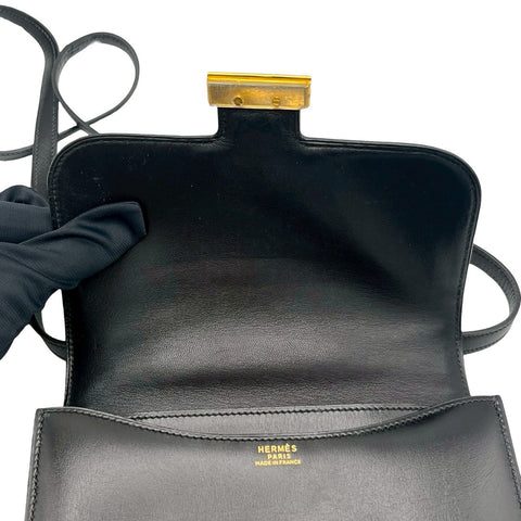 【中古】 Hermes エルメス MINI CONSTANCE コンスタンスミニ ショルダーバッグ 〇S刻(1989年) ブラック BOXCALF 中古 USED バッグ