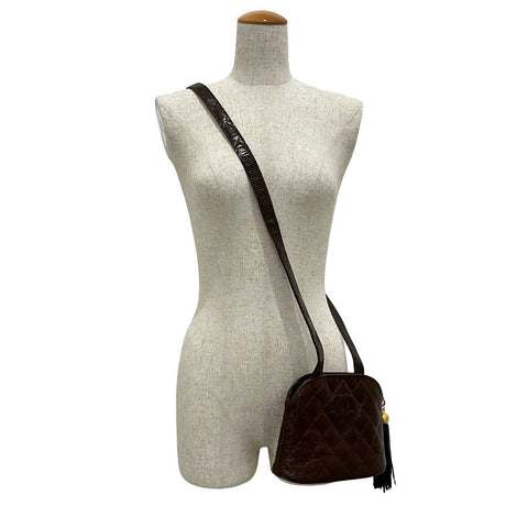 【中古】 CHANEL シャネル SHOULDERBAG リザードショルダーバッグ 2番台(1993‐1994年) ブラウン リザード ヴィンテージ 中古 USED バッグ