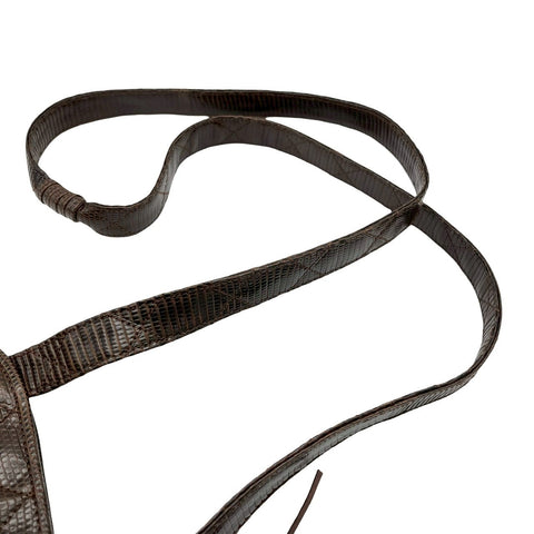 【中古】 CHANEL シャネル SHOULDERBAG リザードショルダーバッグ 2番台(1993‐1994年) ブラウン リザード ヴィンテージ 中古 USED バッグ