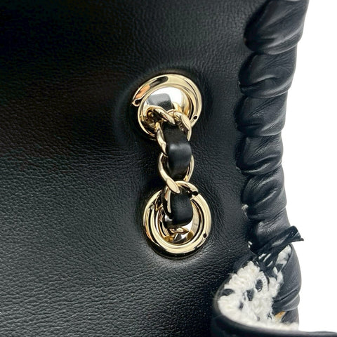 【美品】 CHANEL シャネル TWEED CHAINSHOULDERBAG ツイードチェーンショルダーバッグ ショルダーバッグ ランダム番(2021年~) ブラック/ホワイト ツイード 中古 USED バッグ