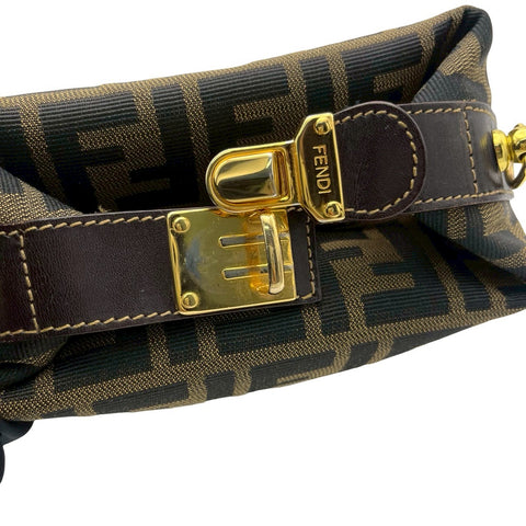 【中古】 FENDI フェンディ VANITY BAG バニティバッグ ズッカ柄 ポーチ ハンドバッグ ブラウン キャンバス 中古 USED バッグ