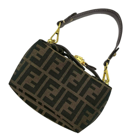 【中古】 FENDI フェンディ VANITY BAG バニティバッグ ズッカ柄 ポーチ ハンドバッグ ブラウン キャンバス 中古 USED バッグ