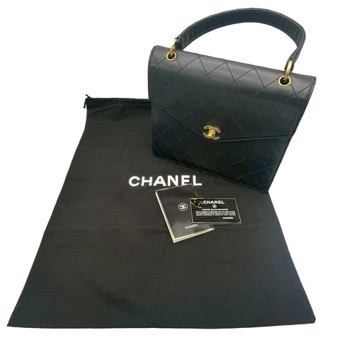 【中古】 CHANEL シャネル MATELASSE HANDBAG マトラッセハンドバッグ ハンドバッグ 5番台(1999-2000年) ブラック キャビアスキン ヴィンテージ 中古 USED バッグ
