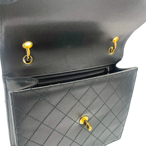 【中古】 CHANEL シャネル MATELASSE HANDBAG マトラッセハンドバッグ ハンドバッグ 5番台(1999-2000年) ブラック キャビアスキン ヴィンテージ 中古 USED バッグ