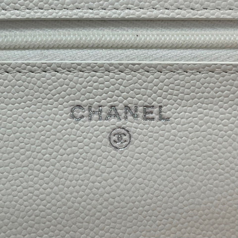 【中古】 CHANEL シャネル CHAINWALLET チェーンウォレット チェーンウォレット ランダム番(2021年~) ホワイト キャビアスキン 中古 USED バッグ