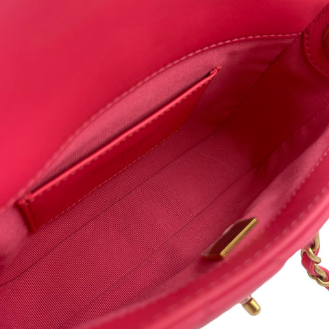 【美品】 CHANEL シャネル MINIFLAPBAG ミニフラップ ショルダーバッグ ランダム番(2021年~) ピンク ラムスキン ハート 中古 USED バッグ