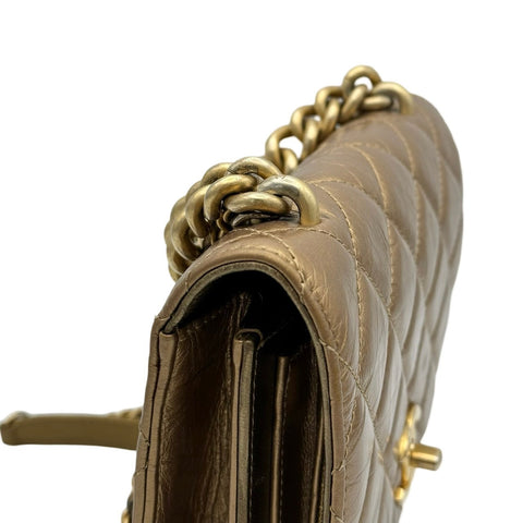 【中古】 CHANEL シャネル 2way チェーンショルダー ハンドバッグ ゴールド カーフスキン キャビアスキン ゴールド系 ゴールド金具 28番台(2019~2020年) ブランドバッグ 中古品 レディース (CHANEL,2way,chain,shourderbag,handbag,calfskin,caviaskin,gold,bag,used)