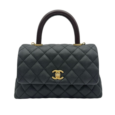 【中古】 CHANEL シャネル マトラッセ ココハンドル 2way ショルダーバッグ ブラック キャビアスキン ブラック系 ゴールド金具 29番台(2020年) ブランドバッグ ハンドバッグ 中古品