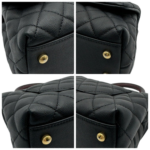 【中古】 CHANEL シャネル マトラッセ ココハンドル 2way ショルダーバッグ ブラック キャビアスキン ブラック系 ゴールド金具 29番台(2020年) ブランドバッグ ハンドバッグ 中古品