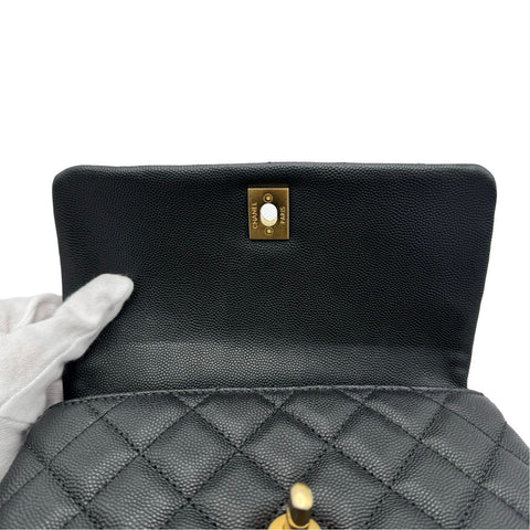 【中古】 CHANEL シャネル マトラッセ ココハンドル 2way ショルダーバッグ ブラック キャビアスキン ブラック系 ゴールド金具 29番台(2020年) ブランドバッグ ハンドバッグ 中古品