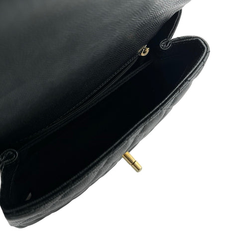 【中古】 CHANEL シャネル マトラッセ ココハンドル 2way ショルダーバッグ ブラック キャビアスキン ブラック系 ゴールド金具 29番台(2020年) ブランドバッグ ハンドバッグ 中古品