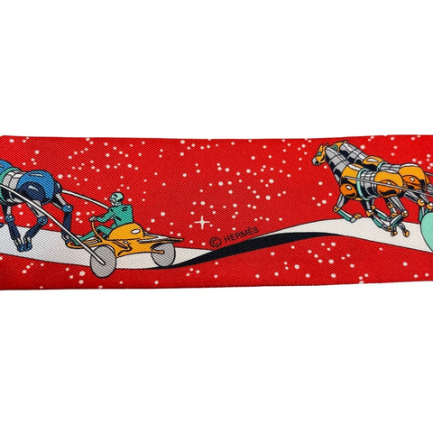 【新品未使用】 Hermes エルメス TWILLY ツイリー 《スペース・ダービー》 H063573S シルク100% レディース プレゼント ギフト