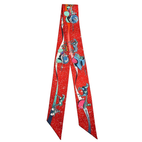 【新品未使用】 Hermes エルメス TWILLY ツイリー 《スペース・ダービー》 H063573S シルク100% レディース プレゼント ギフト