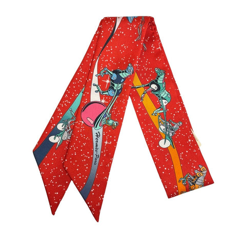 【新品未使用】 Hermes エルメス TWILLY ツイリー 《スペース・ダービー》 H063573S シルク100% レディース プレゼント ギフト