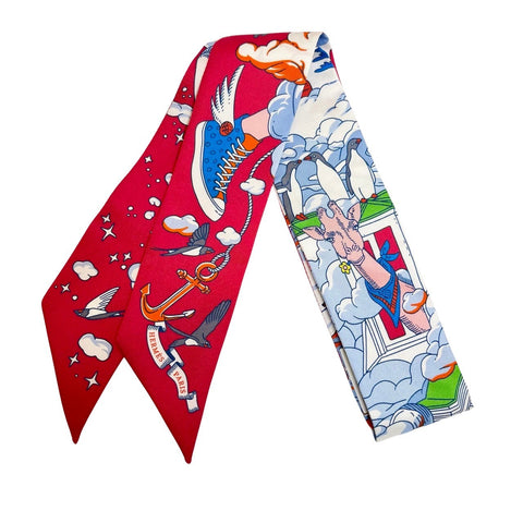 【新品未使用】Hermes エルメス TWILLY ツイリー 《ブリッド・ドゥ・ガラ・アップリケ・ピケ》 H063940S15 シルク100% レディース プレゼント ギフト