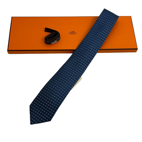 【新品未使用】Hermes エルメス ネクタイ シルク100% ネイビー 紺 メンズ プレゼント