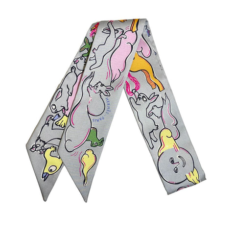 【新品未使用】Hermes エルメス TWILLY ツイリー 《千と一のウサギ》 H04007S06 2023秋冬コレクション シルク100% レディース プレゼント ギフト