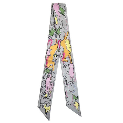 【新品未使用】Hermes エルメス TWILLY ツイリー 《千と一のウサギ》 H04007S06 2023秋冬コレクション シルク100% レディース プレゼント ギフト