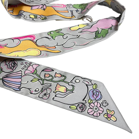 【新品未使用】Hermes エルメス TWILLY ツイリー 《千と一のウサギ》 H04007S06 2023秋冬コレクション シルク100% レディース プレゼント ギフト