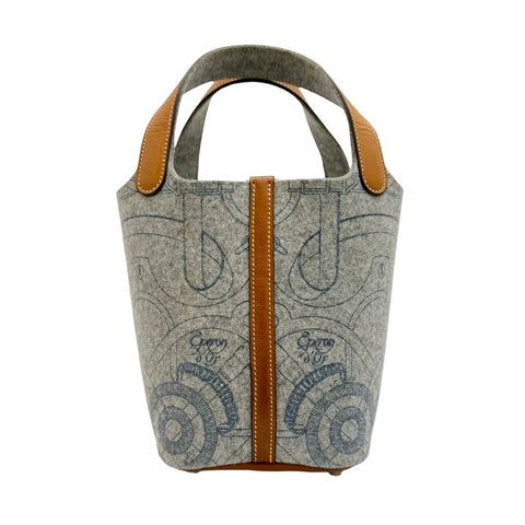 【中古】 Hermes エルメス  ピコタンロックPM グレイ ゴールド スイフト フェルト シルバー金具 □L刻(2008年) ブランドバッグ ハンドバッグ バッグ  中古品 レディース (HERMES,PICOTIN LOCK PM,GRAY GOLD,SWIFT FELT,silver,handbag,used)