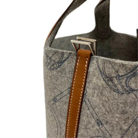 【中古】 Hermes エルメス  ピコタンロックPM グレイ ゴールド スイフト フェルト シルバー金具 □L刻(2008年) ブランドバッグ ハンドバッグ バッグ  中古品 レディース (HERMES,PICOTIN LOCK PM,GRAY GOLD,SWIFT FELT,silver,handbag,used)