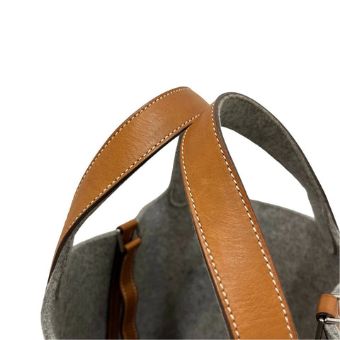 【中古】 Hermes エルメス  ピコタンロックPM グレイ ゴールド スイフト フェルト シルバー金具 □L刻(2008年) ブランドバッグ ハンドバッグ バッグ  中古品 レディース (HERMES,PICOTIN LOCK PM,GRAY GOLD,SWIFT FELT,silver,handbag,used)