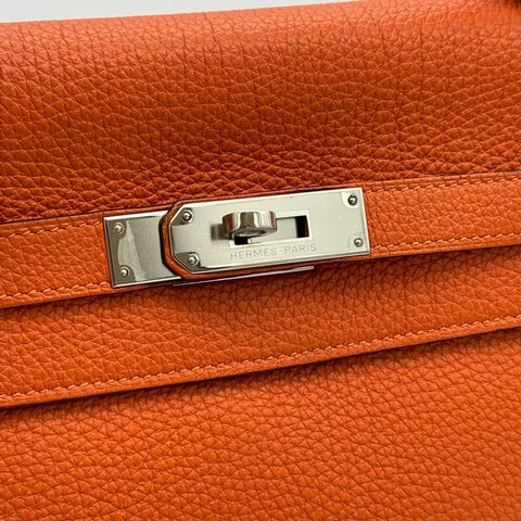 【中古】 Hermes エルメス ケリー35 オレンジ トゴ シルバー金具 □O刻(2011年) ブランドバッグ ハンドバッグ ショルダーバッグ 中古品 レディース