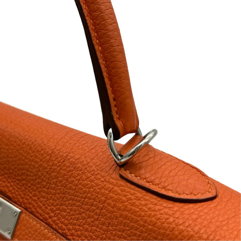 【中古】 Hermes エルメス ケリー35 オレンジ トゴ シルバー金具 □O刻(2011年) ブランドバッグ ハンドバッグ ショルダーバッグ 中古品 レディース