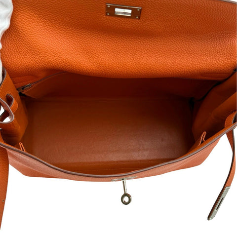 【中古】 Hermes エルメス ケリー35 オレンジ トゴ シルバー金具 □O刻(2011年) ブランドバッグ ハンドバッグ ショルダーバッグ 中古品 レディース