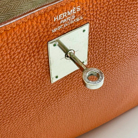 【中古】 Hermes エルメス ケリー35 オレンジ トゴ シルバー金具 □O刻(2011年) ブランドバッグ ハンドバッグ ショルダーバッグ 中古品 レディース