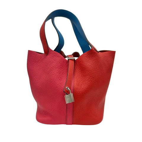 【中古】 Hermes エルメス ピコタンロックMM ルージュクー ローズエクストリーム ブルーザンジバル トリヨン クレマンス シルバー金具 Y刻(2020年) ハンドバッグ 中古品