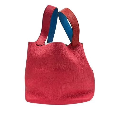 【中古】 Hermes エルメス ピコタンロックMM ルージュクー ローズエクストリーム ブルーザンジバル トリヨン クレマンス シルバー金具 Y刻(2020年) ハンドバッグ 中古品