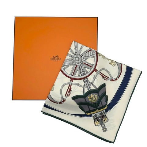【新品未使用】 Hermes エルメス SCARF スカーフ カレ90 《ステイトリー・ホイールズ》 H004163S01 シルク100% レディース ギフト プレゼント