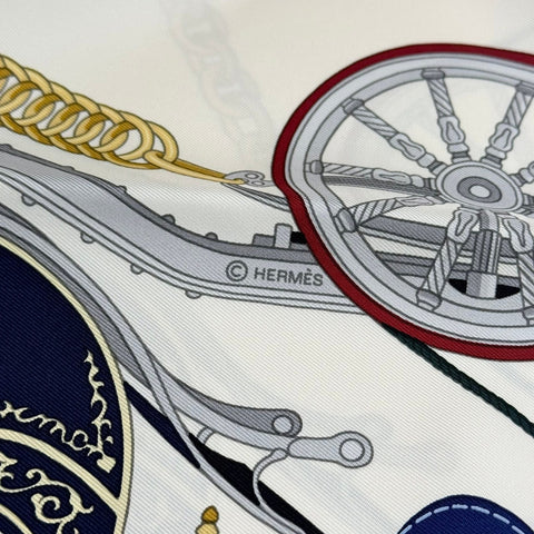 【新品未使用】 Hermes エルメス SCARF スカーフ カレ90 《ステイトリー・ホイールズ》 H004163S01 シルク100% レディース ギフト プレゼント