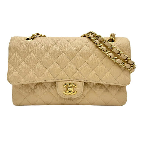 【中古】 CHANEL シャネル マトラッセ25 チェーン ショルダーバッグ ベージュ キャビアスキン ベージュ系 ゴールド金具 18番台(2013~2014年) ブランドバッグ ショルダーバッグ 中古品