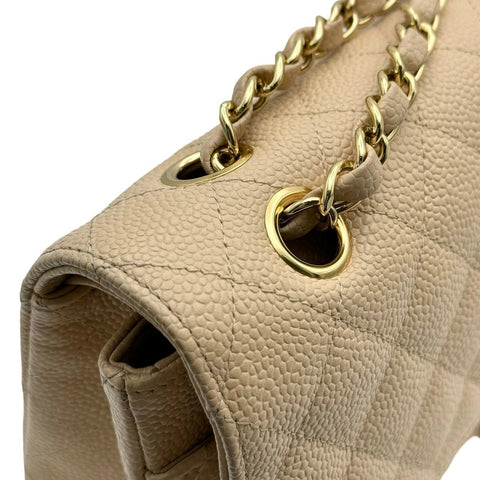 【中古】 CHANEL シャネル マトラッセ25 チェーン ショルダーバッグ ベージュ キャビアスキン ベージュ系 ゴールド金具 18番台(2013~2014年) ブランドバッグ ショルダーバッグ 中古品