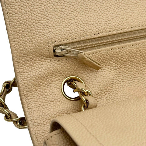 【中古】 CHANEL シャネル マトラッセ25 チェーン ショルダーバッグ ベージュ キャビアスキン ベージュ系 ゴールド金具 18番台(2013~2014年) ブランドバッグ ショルダーバッグ 中古品