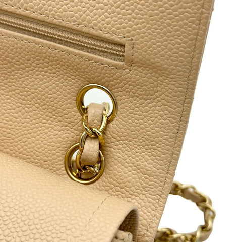 【中古】 CHANEL シャネル マトラッセ25 チェーン ショルダーバッグ ベージュ キャビアスキン ベージュ系 ゴールド金具 18番台(2013~2014年) ブランドバッグ ショルダーバッグ 中古品