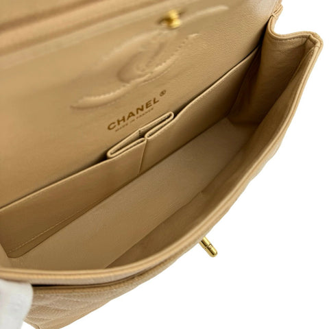 【中古】 CHANEL シャネル マトラッセ25 チェーン ショルダーバッグ ベージュ キャビアスキン ベージュ系 ゴールド金具 18番台(2013~2014年) ブランドバッグ ショルダーバッグ 中古品