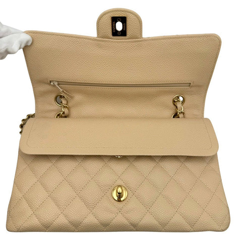 【中古】 CHANEL シャネル マトラッセ25 チェーン ショルダーバッグ ベージュ キャビアスキン ベージュ系 ゴールド金具 18番台(2013~2014年) ブランドバッグ ショルダーバッグ 中古品