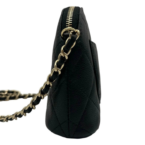 【中古】 CHANEL シャネル マトラッセ チェーン ショルダーバッグ ブラック キャビアスキン ゴールド金具 ランダム番(2021年~) 中古品 (CHANEL,matelasse,chain,shourderbag,caviaskin,black,gold,used)