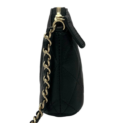 【中古】 CHANEL シャネル マトラッセ チェーン ショルダーバッグ ブラック キャビアスキン ゴールド金具 ランダム番(2021年~) 中古品 (CHANEL,matelasse,chain,shourderbag,caviaskin,black,gold,used)