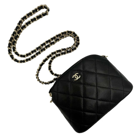 【中古】 CHANEL シャネル マトラッセ チェーン ショルダーバッグ ブラック キャビアスキン ゴールド金具 ランダム番(2021年~) 中古品 (CHANEL,matelasse,chain,shourderbag,caviaskin,black,gold,used)