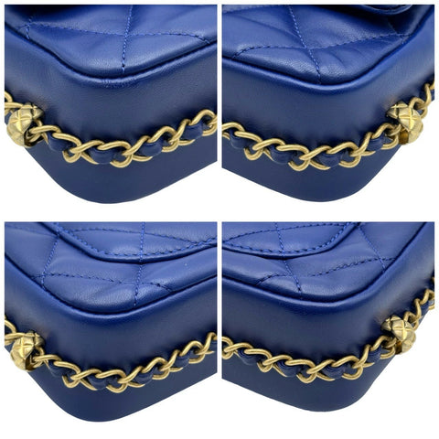 【中古】 CHANEL シャネル マトラッセ ショルダーバッグ ブルー ラムスキン ブルー系 ゴールド金具 ランダム番(2021年~) ブランドバッグ ショルダーバッグ 中古品 (CHANEL,matelasse,shourderbag,blue,lambskin,gold,used)