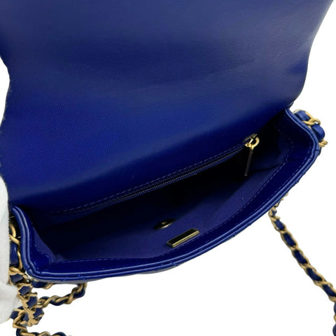 【中古】 CHANEL シャネル マトラッセ ショルダーバッグ ブルー ラムスキン ブルー系 ゴールド金具 ランダム番(2021年~) ブランドバッグ ショルダーバッグ 中古品 (CHANEL,matelasse,shourderbag,blue,lambskin,gold,used)